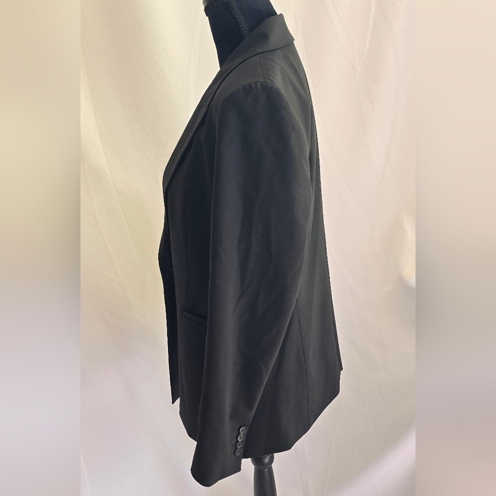 Lafayette 148 women 8 wool collared one button closer blazer black career office - Picture 6 of 8